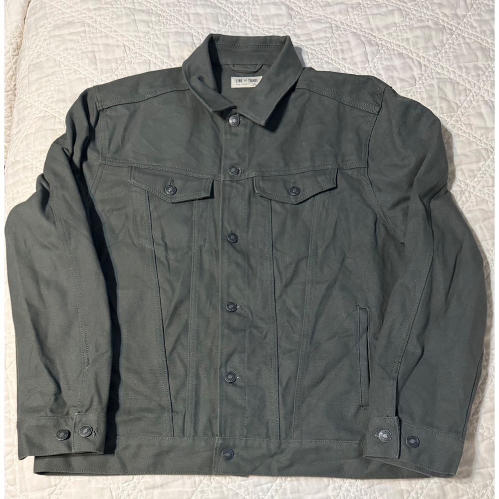 Line of Trade Trucker Jacket Mens XL Olive Green Cotton Canvas Shacket